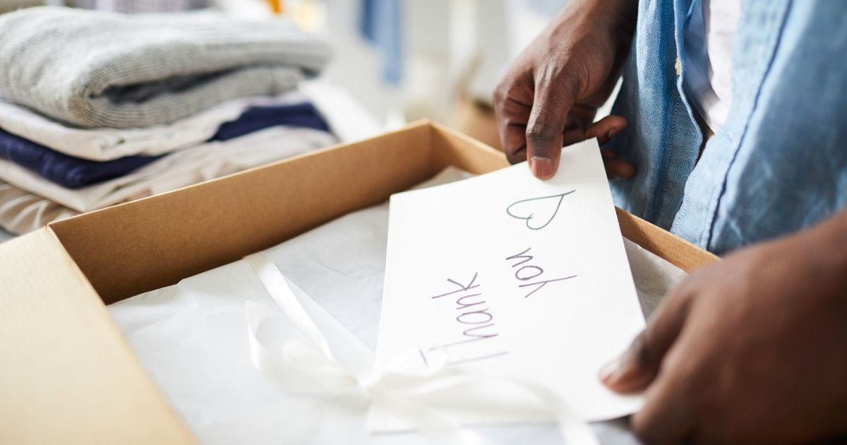 thank you card hand written in packaging
