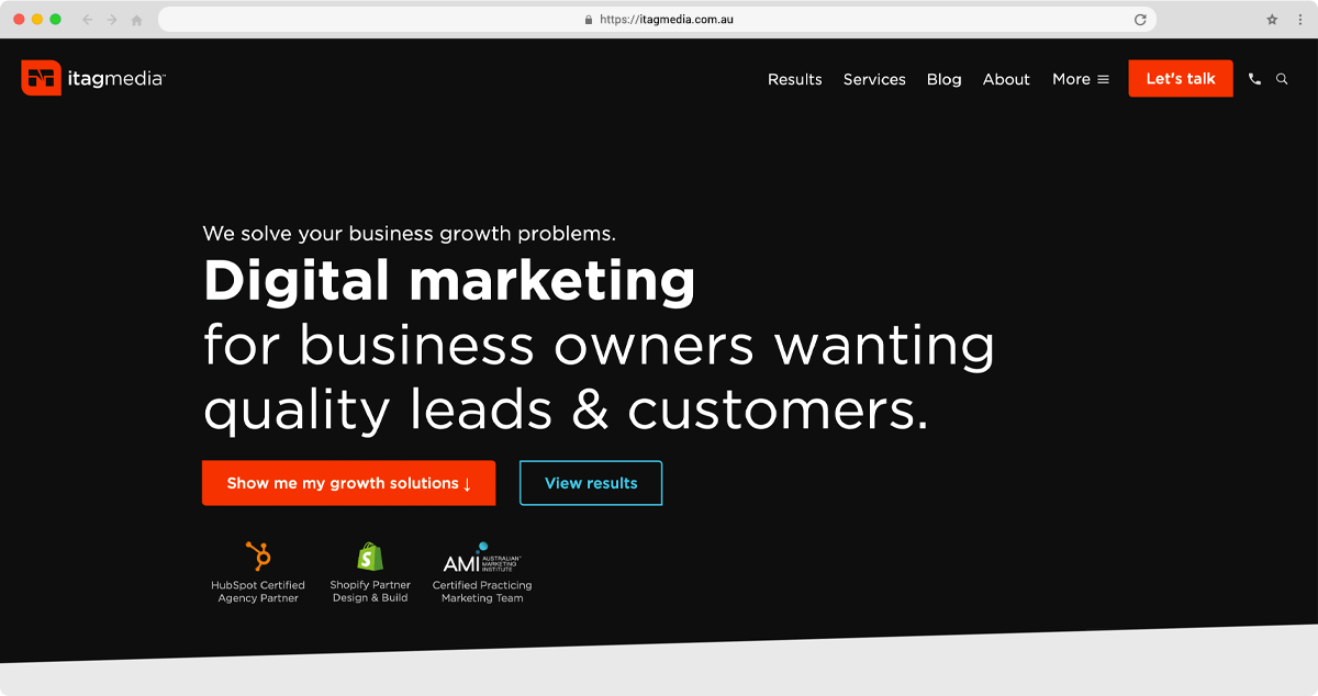 Screenshot of Itag Media website