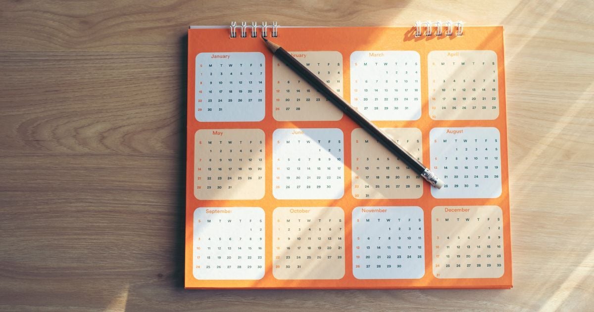 Calendar with orange background