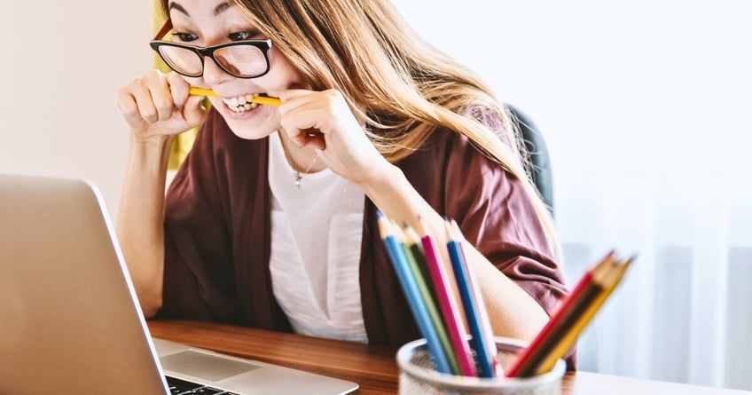 Women starting at computer worried about GA4 change