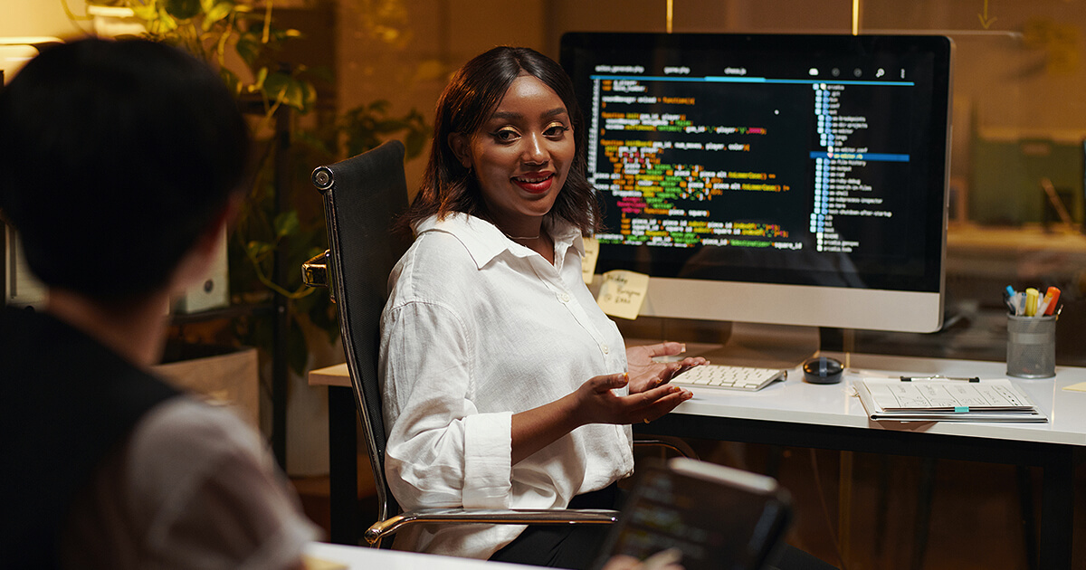 Web developer working on code