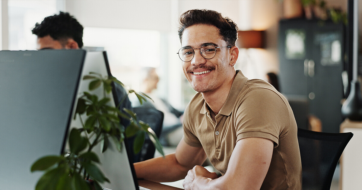Younger guy on computer