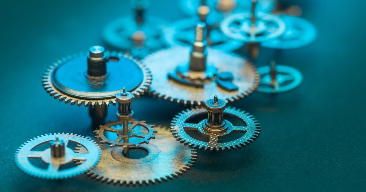 Gears with blue background