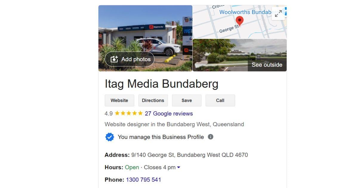 Itag Media Google Business Profile Example