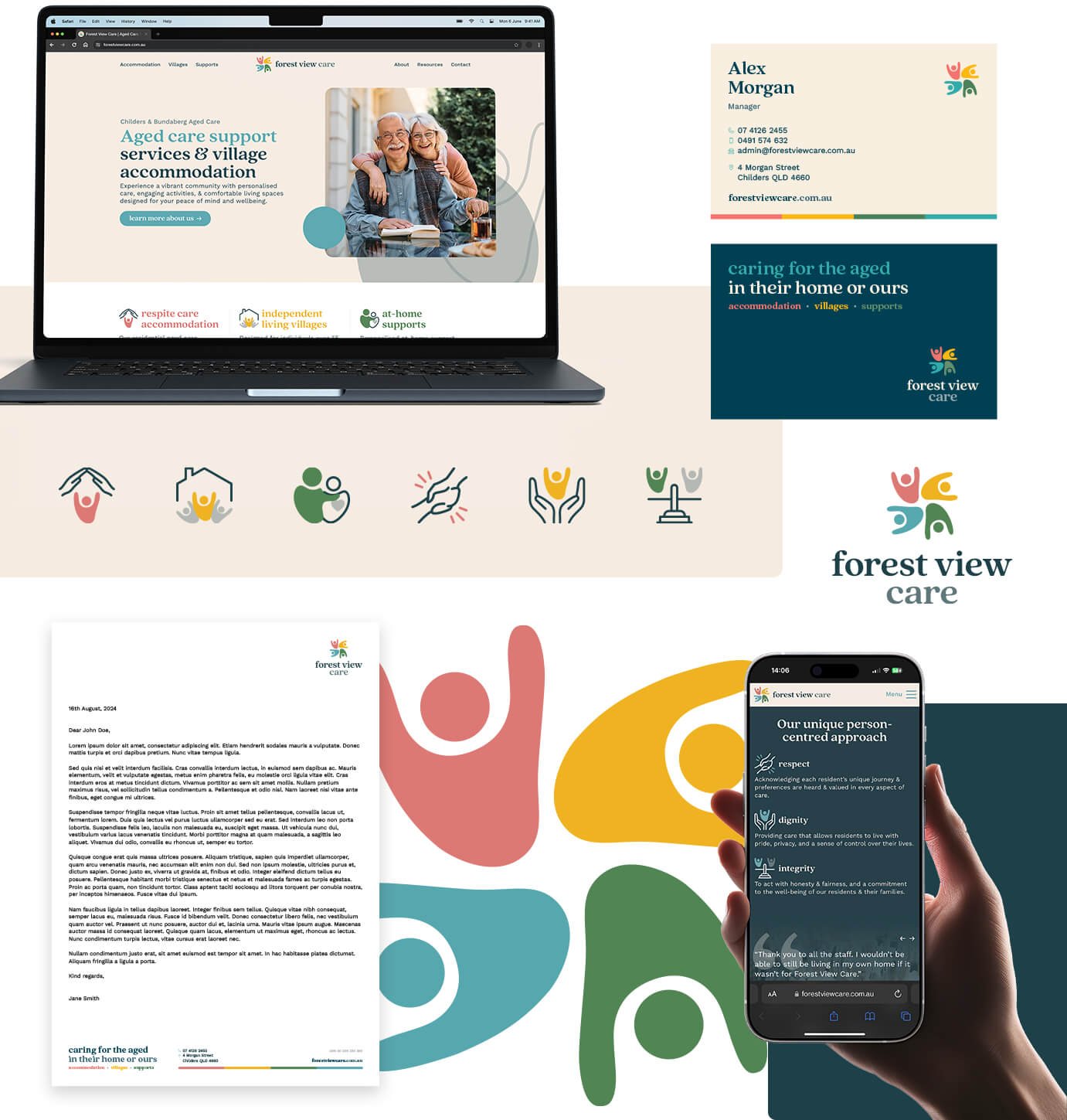 Forest View Care design mobile collage