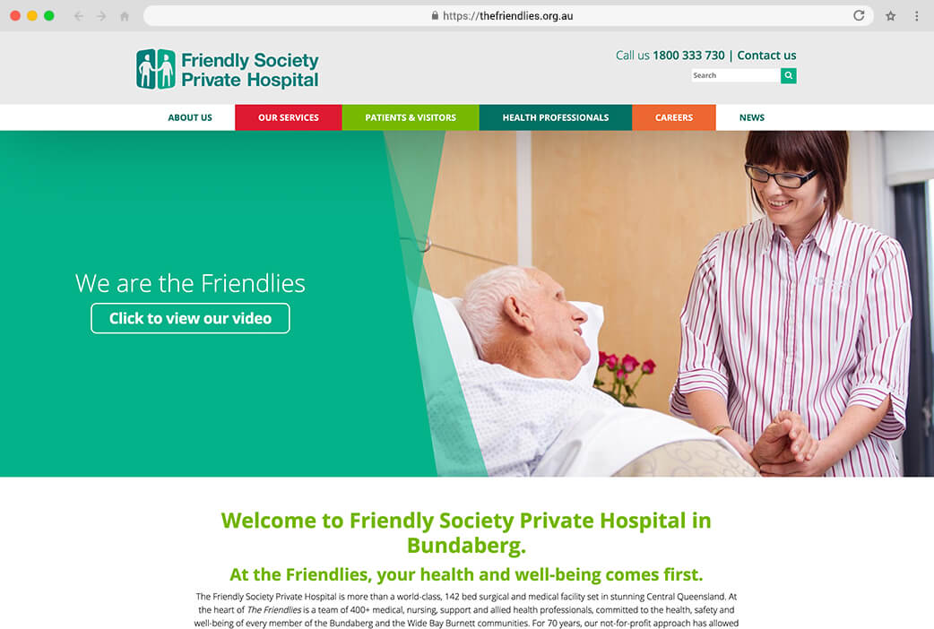 Friendlies Society Private Hospital website