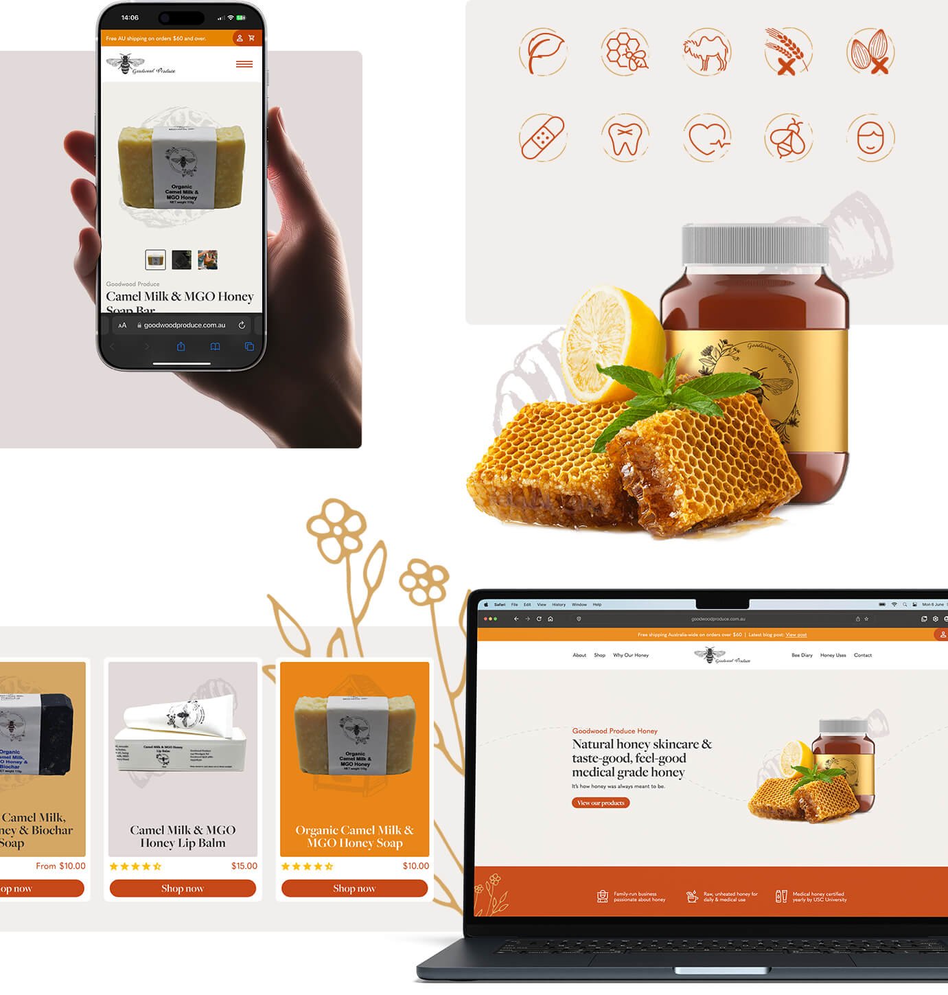 Goodwood Produce mobile design collage