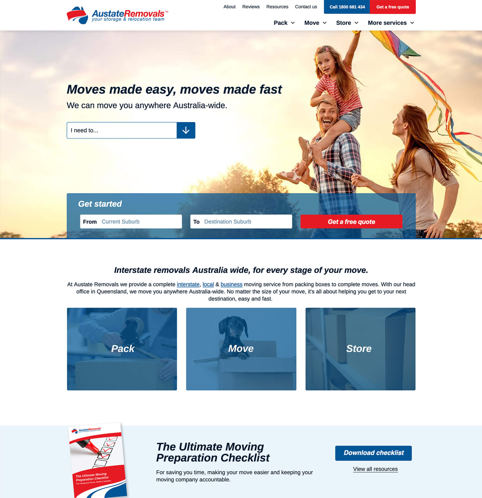 Austate Removals website preview