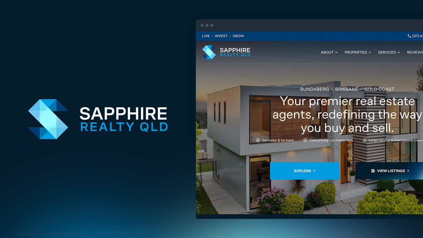 Sapphire Realty website and logo